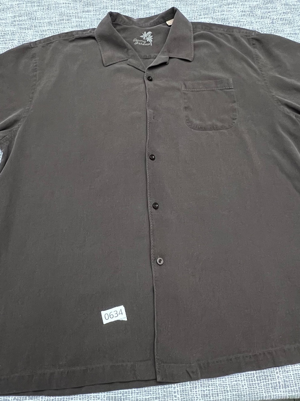 Tommy Bahama Men's Dark Brown Short-Sleeve Button-Down Shirt